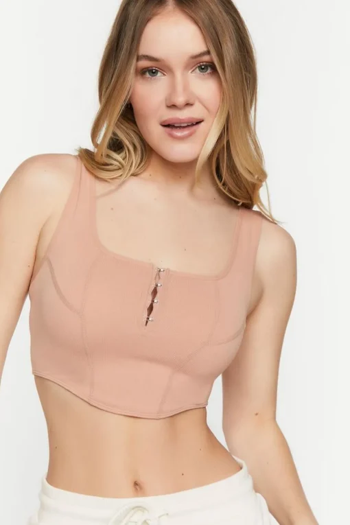 Seamless Hook-And-Eye Cropped Tank Top
