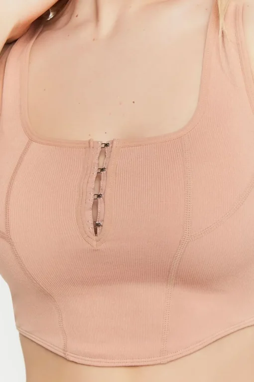 Seamless Hook-And-Eye Cropped Tank Top