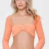 Seamless Knotted Long-Sleeve Bikini Top