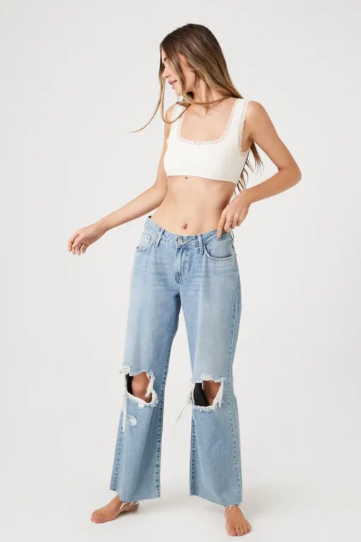 Seamless Lace-Trim Bralette