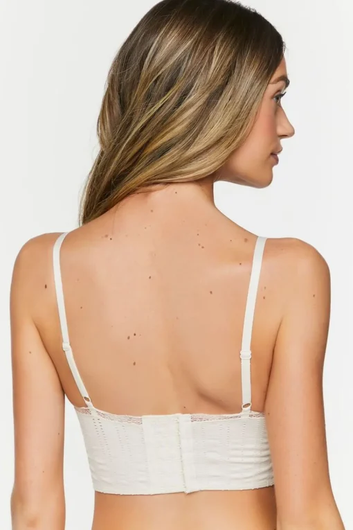 Seamless Perforated Lace-Trim Bralette