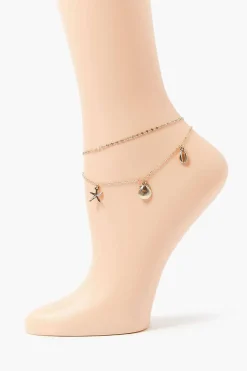 Seashell Charm Layered Anklet