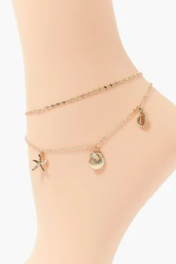 Seashell Charm Layered Anklet