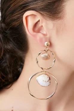 Seashell Hoop Drop Earrings