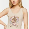 Self Love Graphic Lace-Trim Tank Top