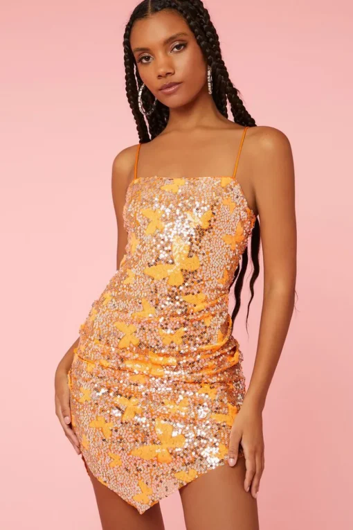 Sequin Butterfly Cami Mini Dress