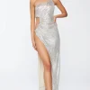 Sequin One-Shoulder Gown