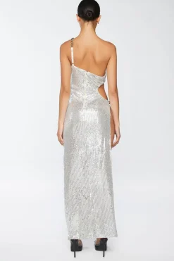 Sequin One-Shoulder Gown