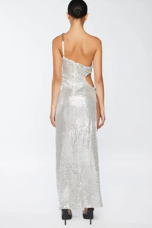 Sequin One-Shoulder Gown