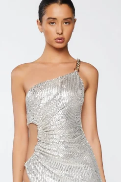 Sequin One-Shoulder Gown