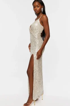Sequin Surplice Maxi Dress