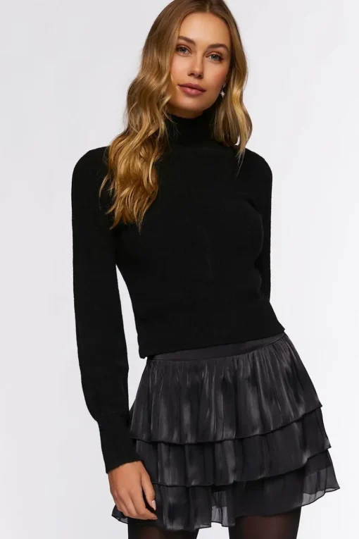 Sheeny Tiered Mini Skirt