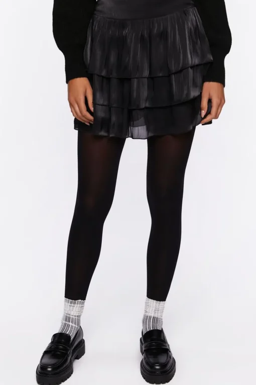 Sheeny Tiered Mini Skirt