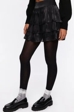 Sheeny Tiered Mini Skirt