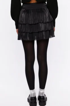 Sheeny Tiered Mini Skirt