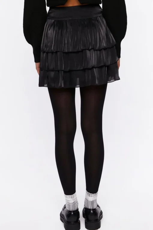 Sheeny Tiered Mini Skirt
