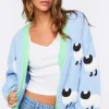 Sheep Embroidered Cardigan Sweater