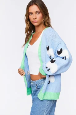 Sheep Embroidered Cardigan Sweater