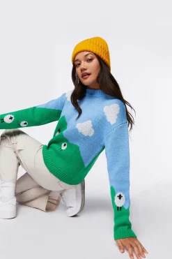 Sheep Intarsia-Knit Sweater