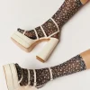 Sheer Ditsy Floral Print Crew Socks