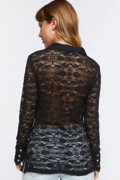 Sheer Floral Lace Shirt