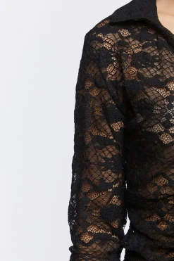 Sheer Floral Lace Shirt