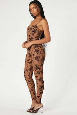 Sheer Floral Mesh Jumpsuit
