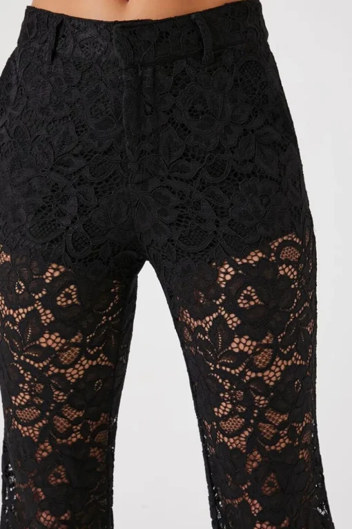 Sheer Lace Flare Pants