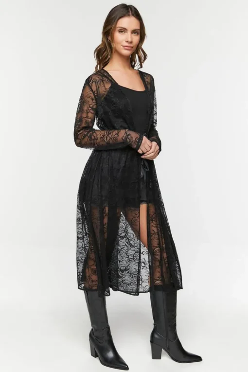 Sheer Lace Longline Jacket