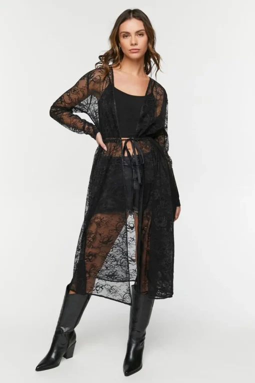 Sheer Lace Longline Jacket