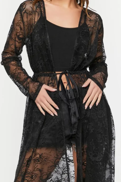 Sheer Lace Longline Jacket