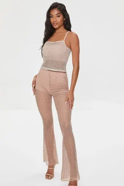 Sheer Mesh High-Rise Flare Pants