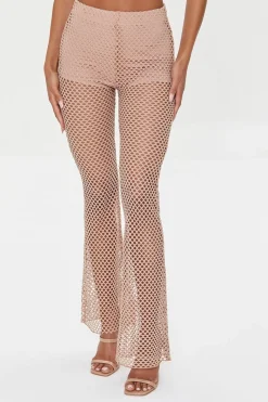 Sheer Mesh High-Rise Flare Pants