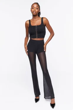 Sheer Mesh High-Rise Flare Pants