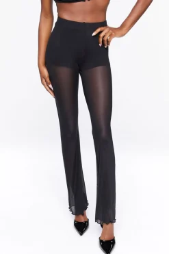 Sheer Mesh High-Rise Flare Pants