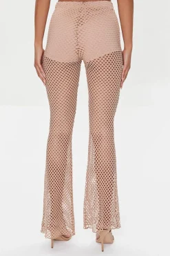Sheer Mesh High-Rise Flare Pants
