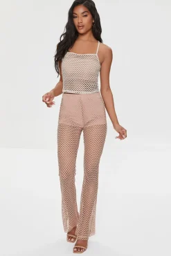Sheer Mesh High-Rise Flare Pants