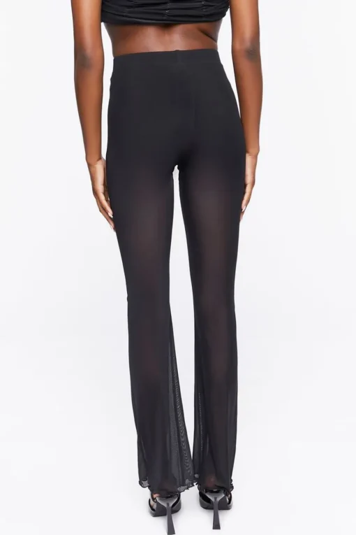Sheer Mesh High-Rise Flare Pants