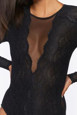 Sheer Mesh Lace Lingerie Bodysuit