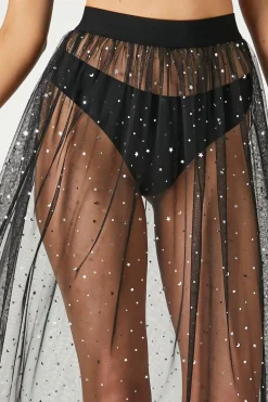 Sheer Sequin Midi Skirt