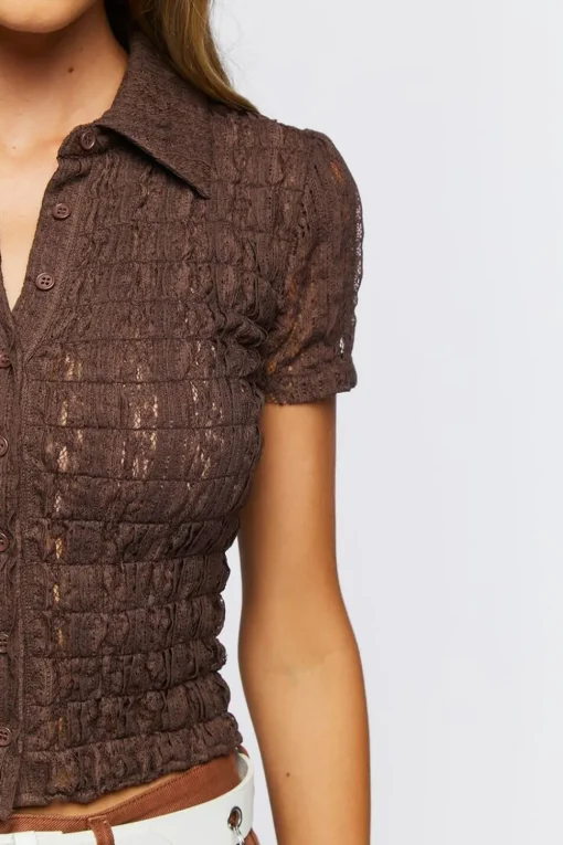 Sheer Smocked Shirt