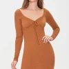 Shirred Long Sleeve Mini Dress