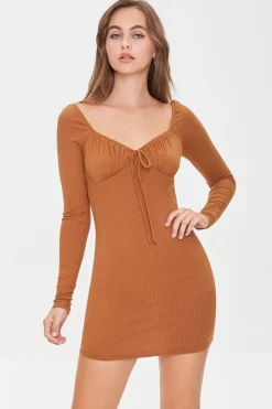 Shirred Long Sleeve Mini Dress
