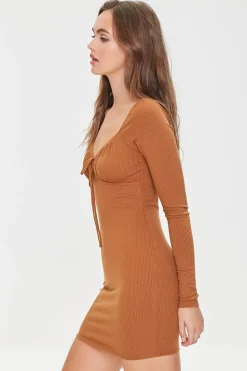 Shirred Long Sleeve Mini Dress
