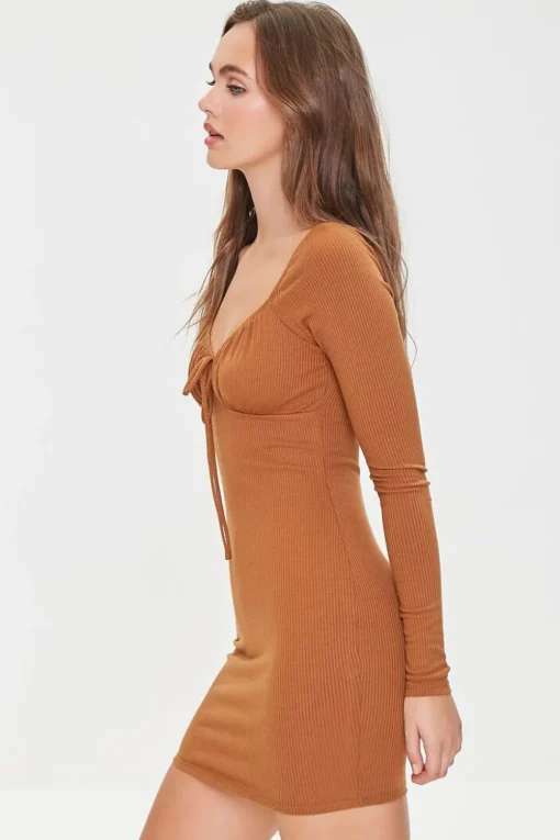 Shirred Long Sleeve Mini Dress