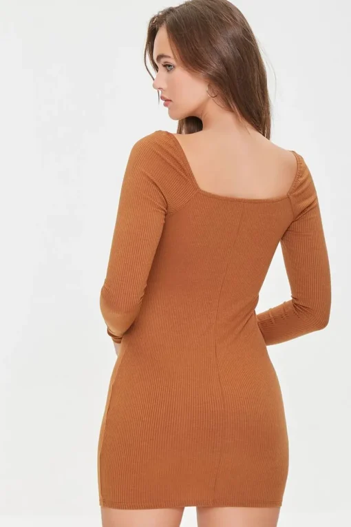 Shirred Long Sleeve Mini Dress