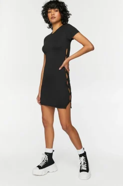 Short-Sleeve Cutout Mini Dress