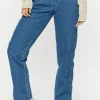 Side-Cutout Straight-Leg Jeans