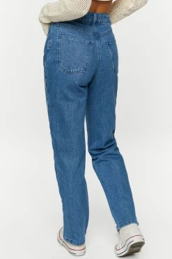Side-Cutout Straight-Leg Jeans