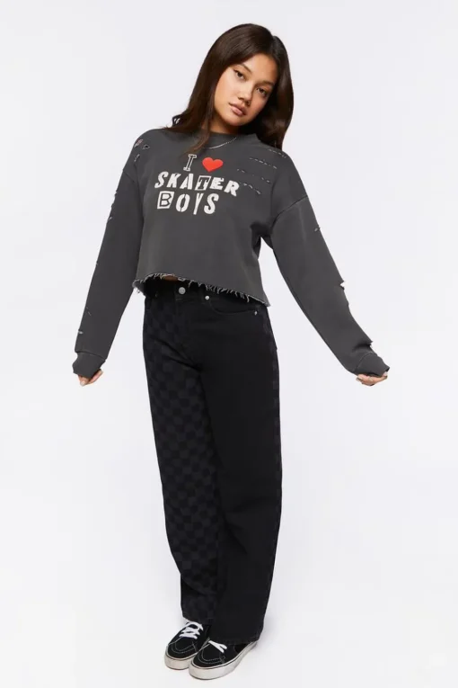 Skater Boys Graphic Cropped Pullover